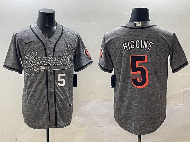 Men Cincinnati Bengals #5 Hiccins Grey Joint Name 2025 Nike Limited NFL Jersey style 1->cincinnati bengals->NFL Jersey